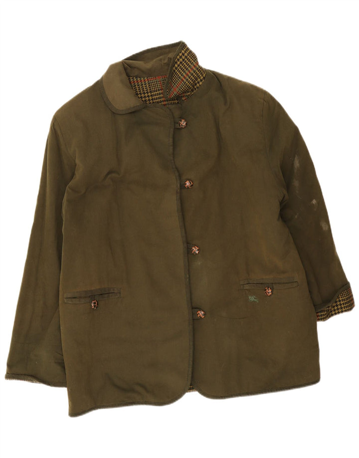 Jaqueta reversível masculina Burberrys UK 40 grande algodão cáqui