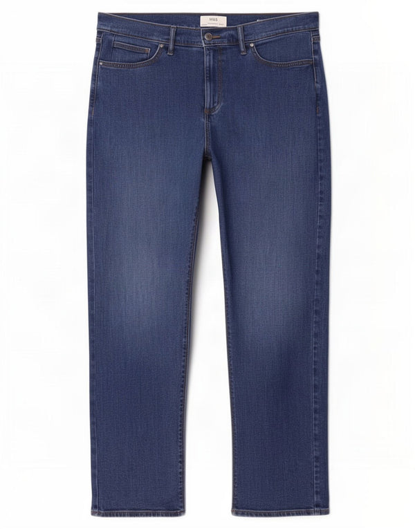 Jeans retos masculinos Marks & Spencer W36 L31 algodão azul