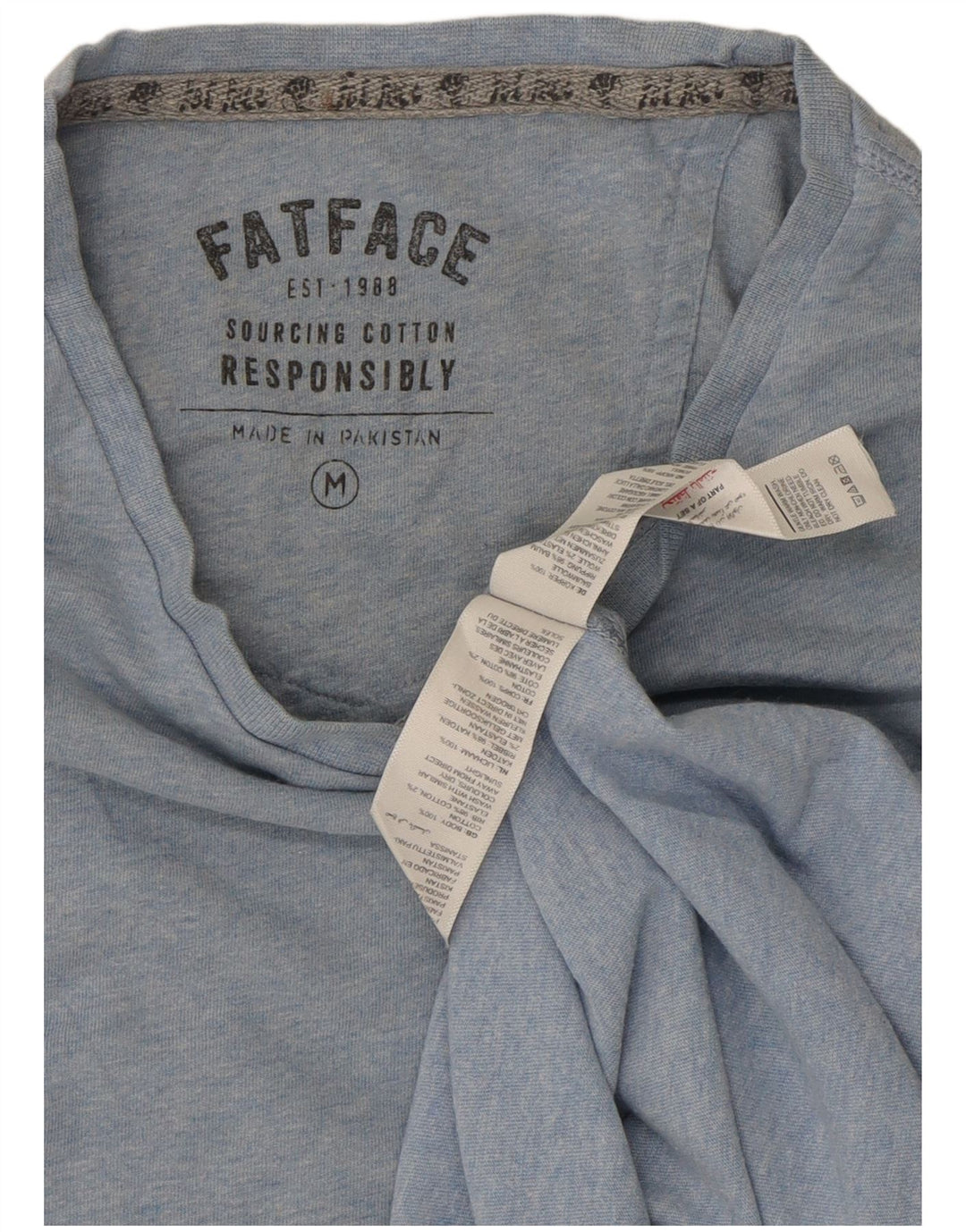 Camiseta masculina FAT FACE Top de algodão azul médio