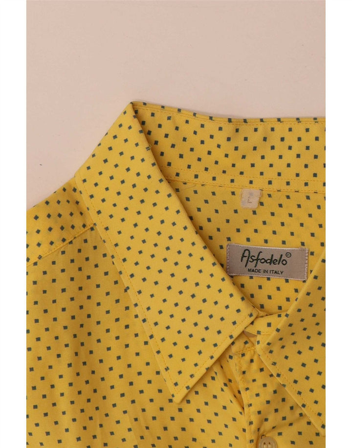 Camisa masculina vintage de manga curta grande viscose manchada amarela