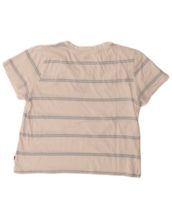 Camiseta feminina Levi's Crop Graphic UK 10 pequena listrada branca