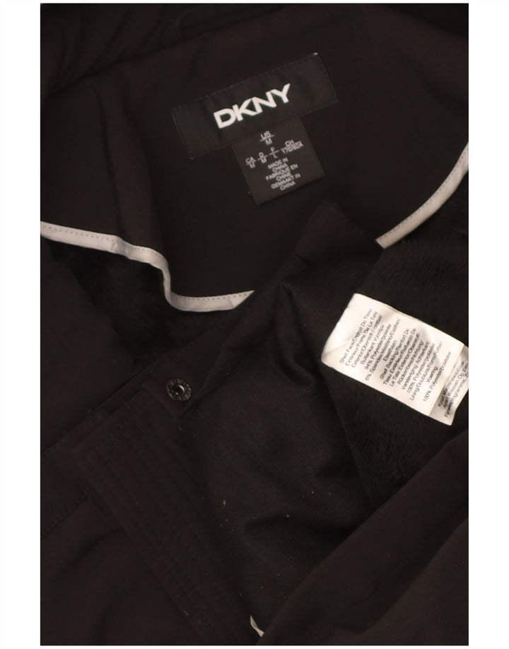 Jaqueta parka feminina com capuz Dkny UK 12 poliéster preto médio