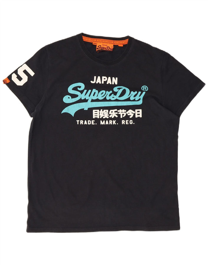 Camiseta gráfica masculina Superdry Top 2XL algodão preto