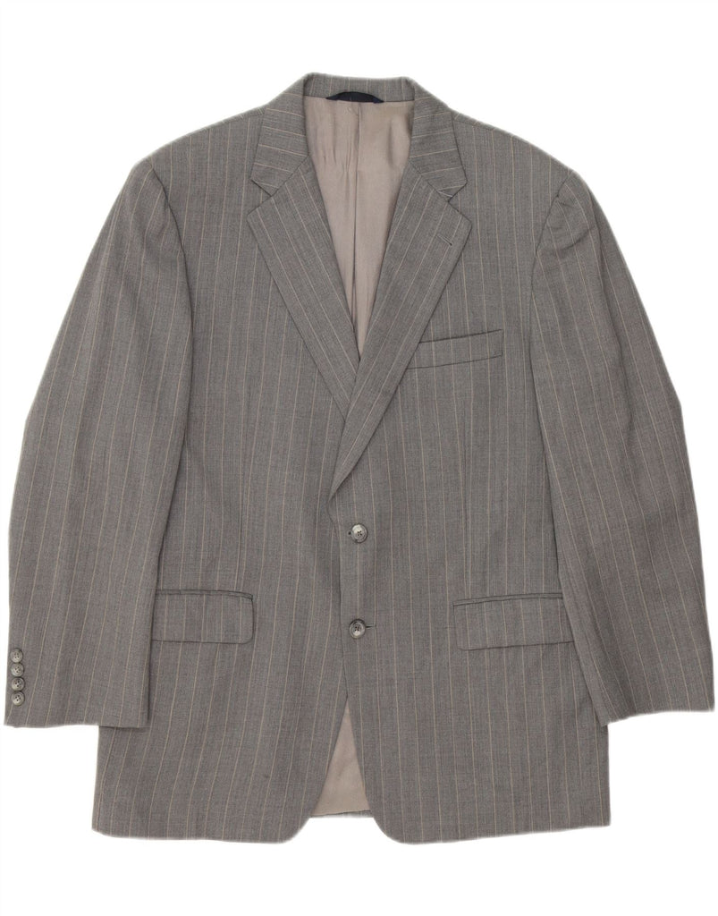BURBERRY Mens 2 Button Blazer Jacket UK 43 Large Grey Striped Wool Vintage Burberry and Second-Hand Burberry from Messina Hembry 