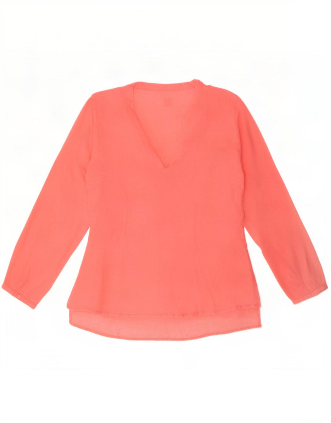 Blusa feminina 120% Lino manga comprida com babado frontal IT 46 linho rosa grande