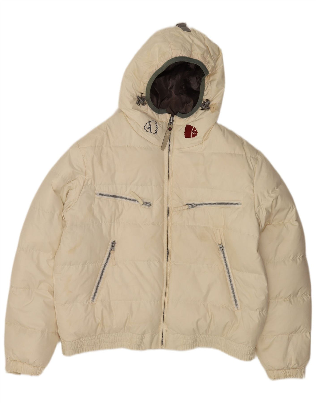 Jaqueta masculina acolchoada com capuz gráfico Americanino UK 40 poliéster branco grande