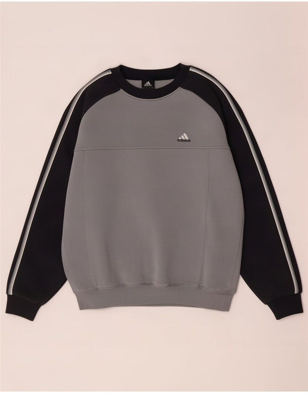 Adidas Mens Moletom Jumper UK 40/42 Cinza Médio Colourblock Algodão