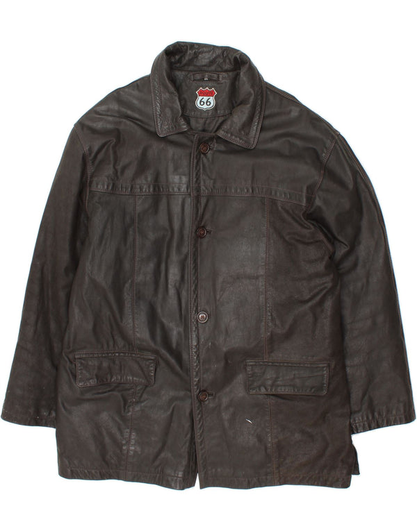 Casaco de couro masculino ROUTE 66 UK 46 3XL couro preto