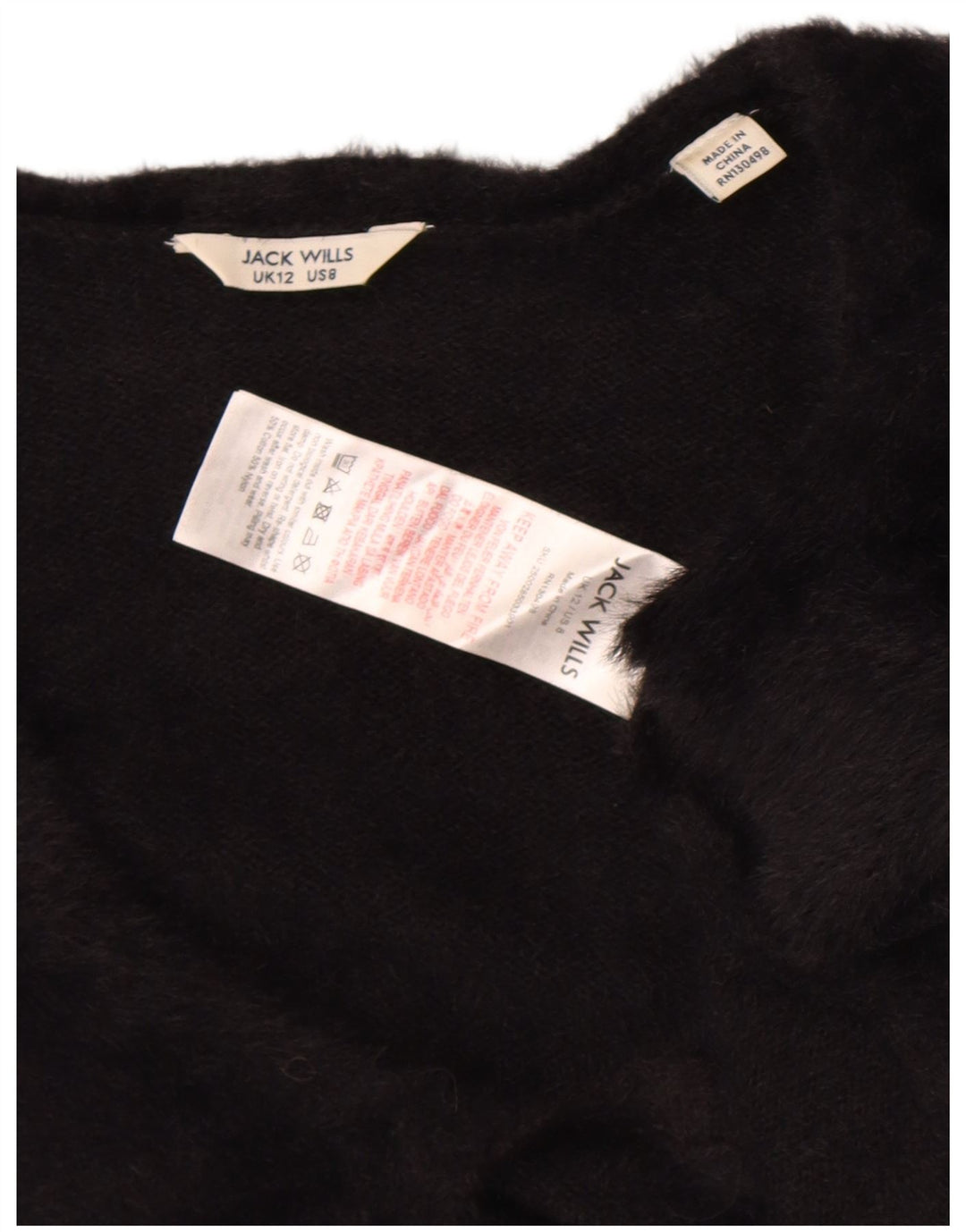 Jack Wills Bolero Jumper feminino Reino Unido 12 algodão preto médio