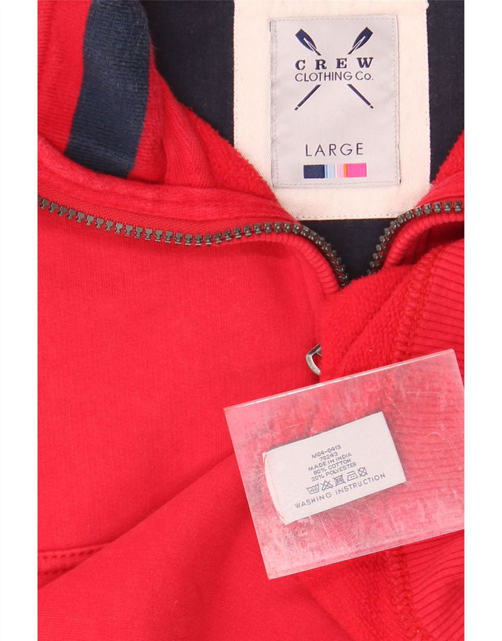 CREW CLOTHING Moletom masculino com zíper e gola alta de algodão vermelho