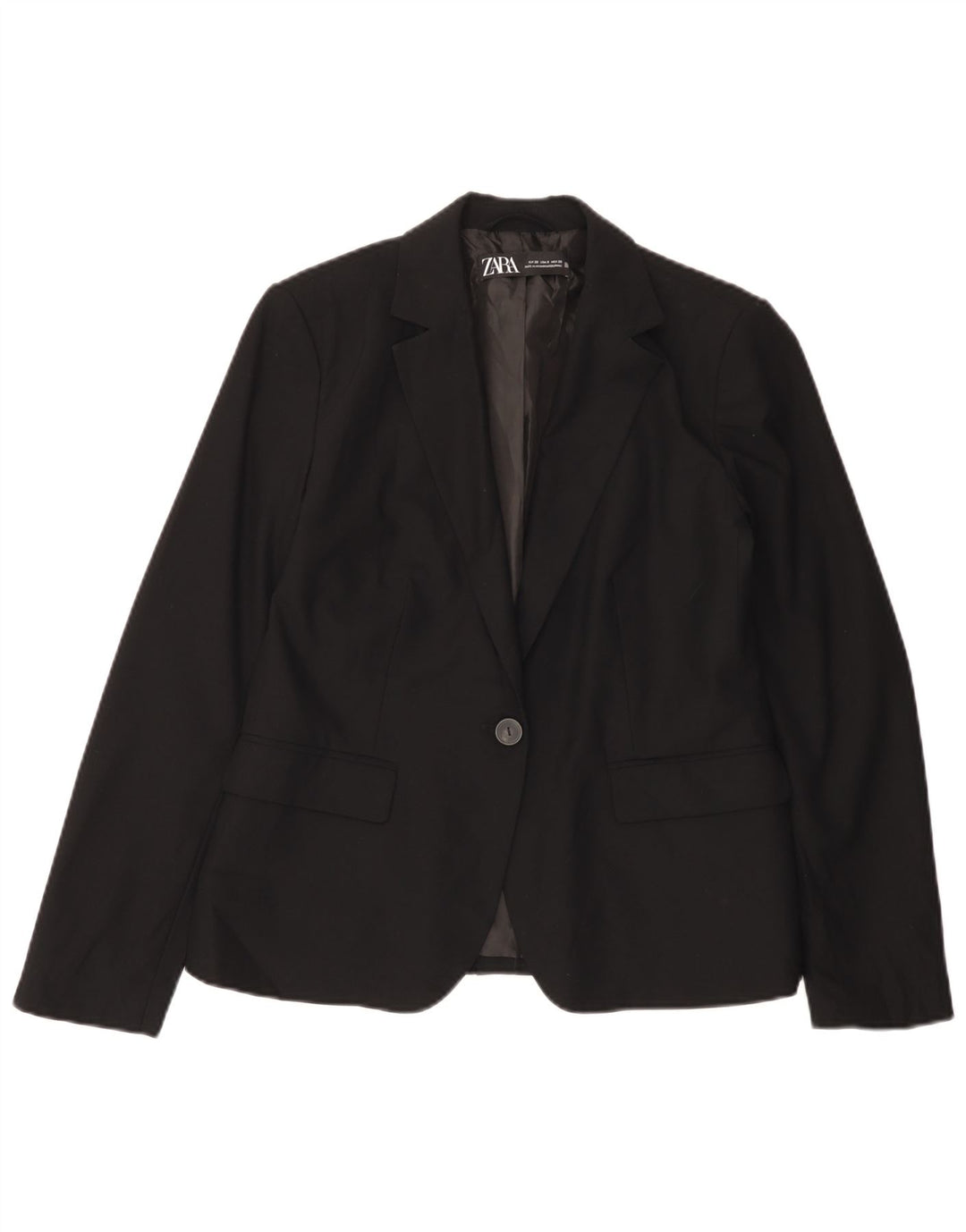 Jaqueta blazer feminina Zara com 1 botão EU 38 poliéster preto pequeno