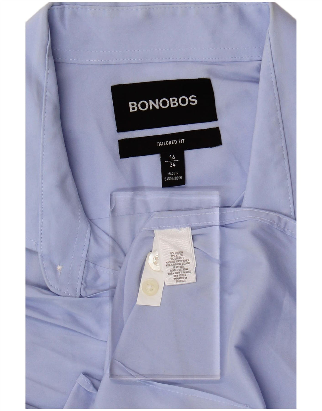 BONOBOS Camisa masculina sob medida tamanho 16 grande algodão azul