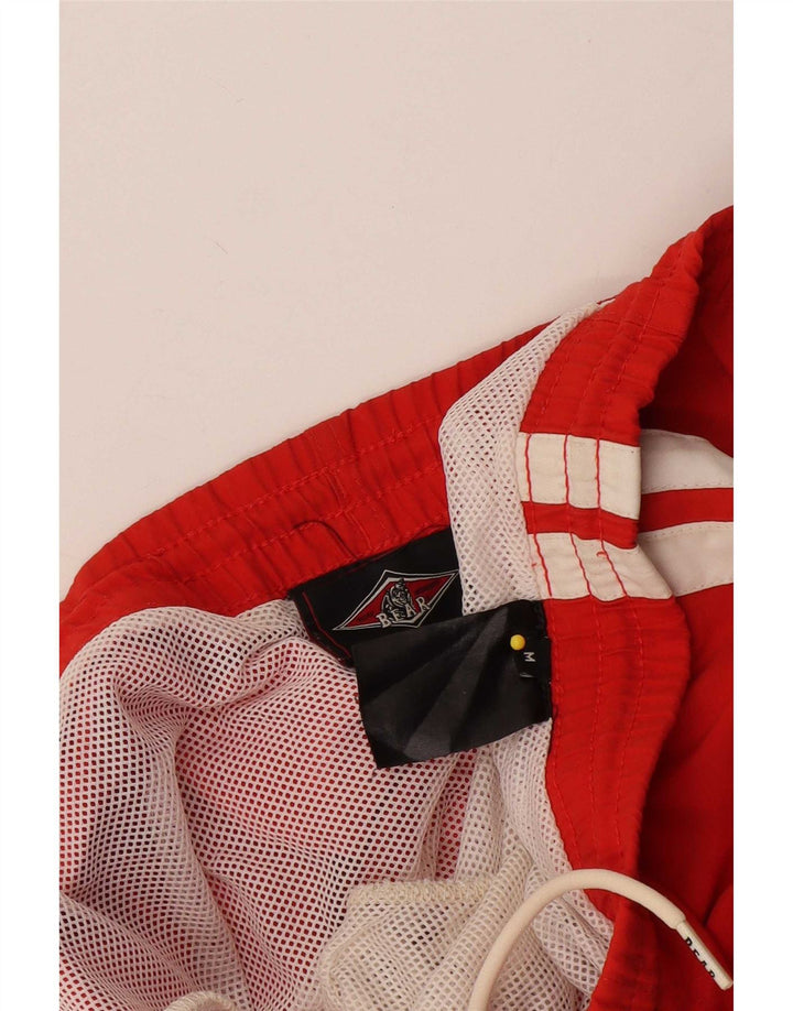 Bear Mens Natação Shorts Médio Listrado Vermelho