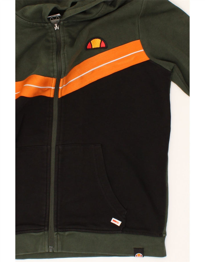 ELLESSE Boys Zip Hoodie Sweater 11-12 Years Green Colourblock Cotton Vintage Ellesse and Second-Hand Ellesse from Messina Hembry 