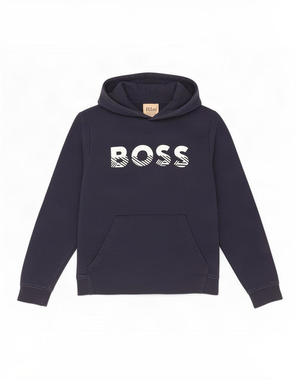 Hugo Boss Boys Graphic Hoodie Jumper 8-9 Anos Azul Marinho Algodão