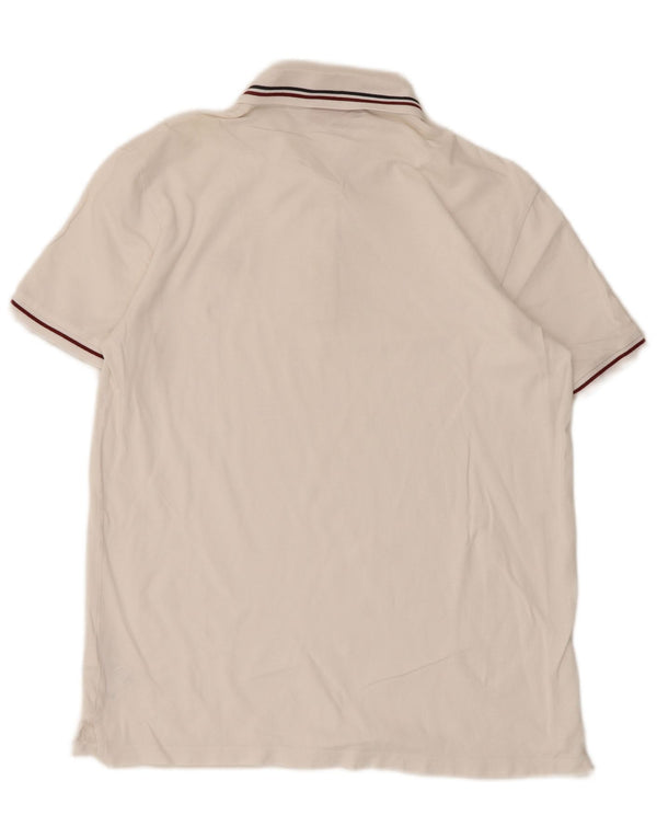 Camisa polo masculina Hugo Boss, algodão listrado branco médio