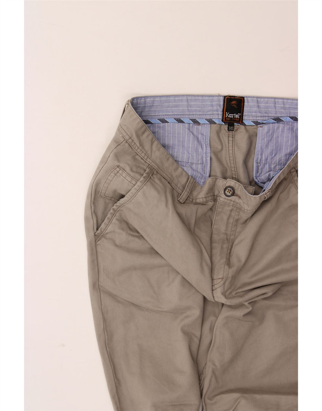 KARTEL Mens Straight Chino Trousers W34 L30  Beige Cotton Vintage Kartel and Second-Hand Kartel from Messina Hembry 