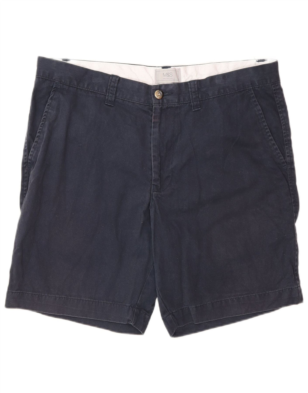 Shorts chino masculino Marks & Spencer W34 grande algodão azul marinho