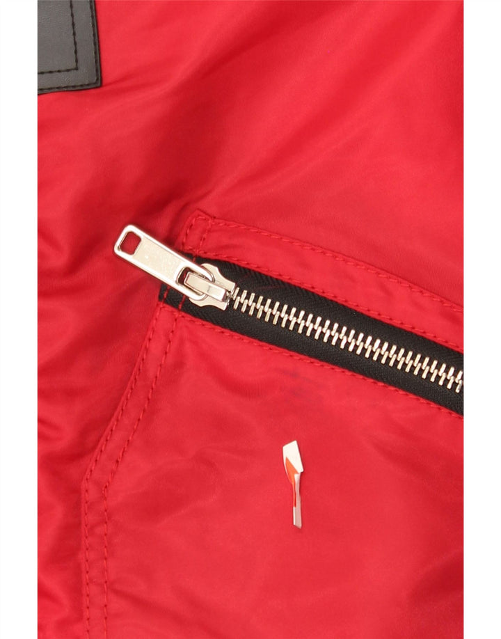 Zara Mens Bomber Jacket UK 36 Pequeno Colorblock Vermelho Nylon