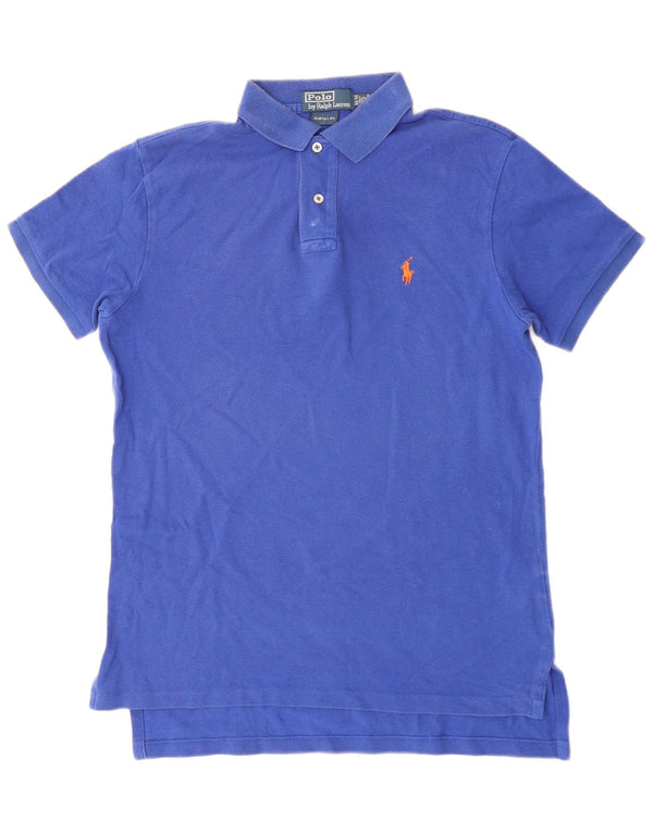 Polo Ralph Lauren Mens Custom Fit Camisa Polo Azul Médio Algodão