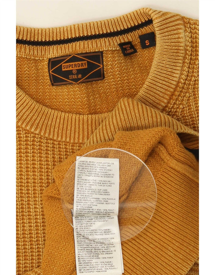 Suéter masculino Superdry com gola redonda e algodão amarelo pequeno