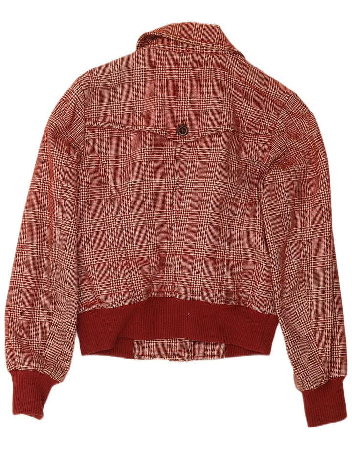 Jaqueta bomber feminina Sisley UK 6 XS Borgonha Houndstooth lã