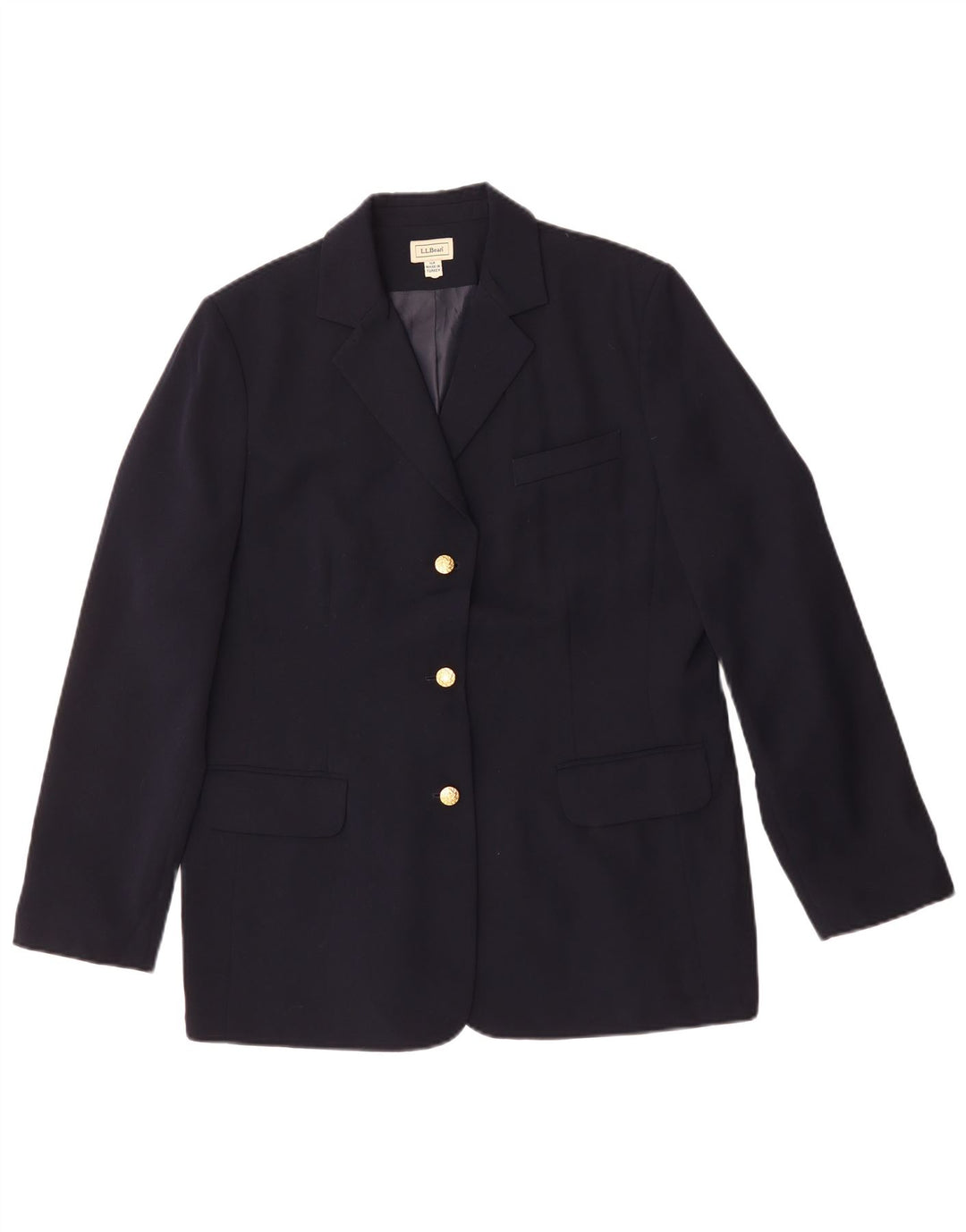 Jaqueta blazer feminina L.L.Bean de ajuste regular US 14 XL azul marinho poliéster