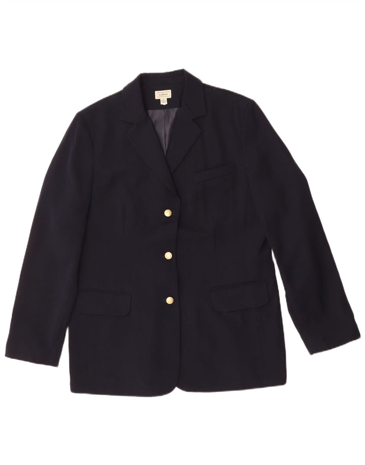 Jaqueta blazer feminina L.L.Bean de ajuste regular US 14 XL azul marinho poliéster