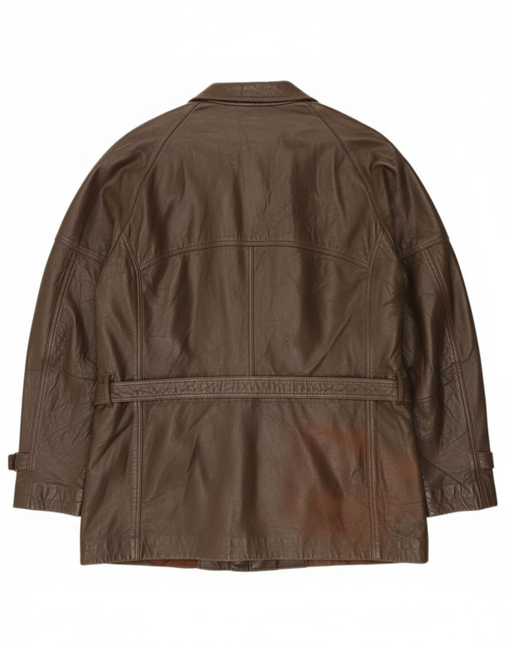 Jaqueta de couro masculina vintage IT 52 XL couro marrom