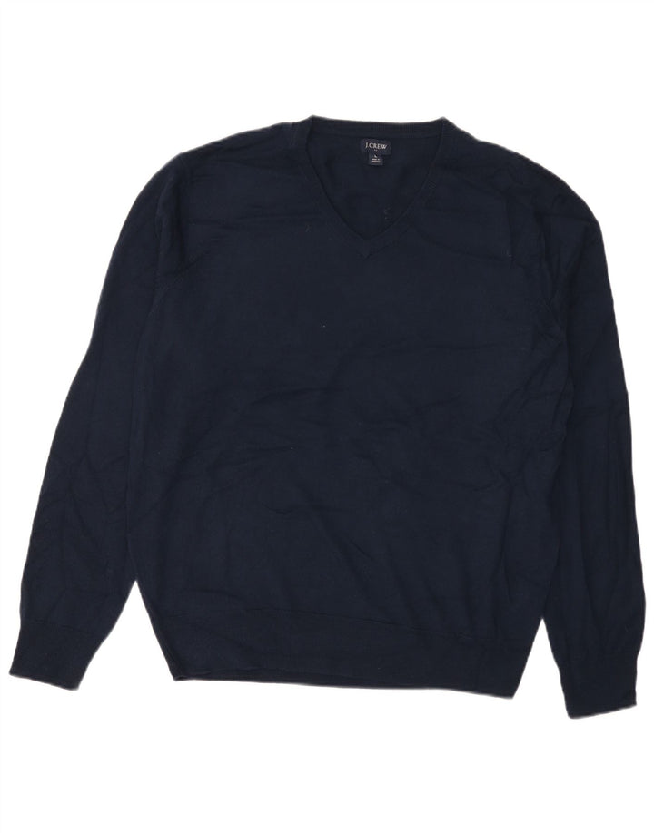 Suéter masculino J. Crew com decote em V grande acrílico azul marinho