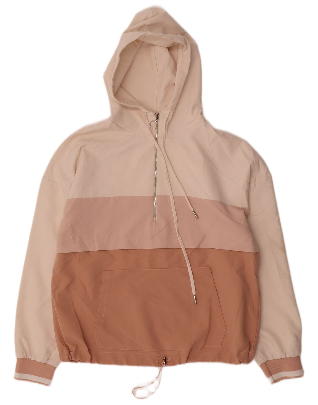 Zara Womens Hooded Anorak Jacket UK 10 pequeno bloco colorido multicolorido