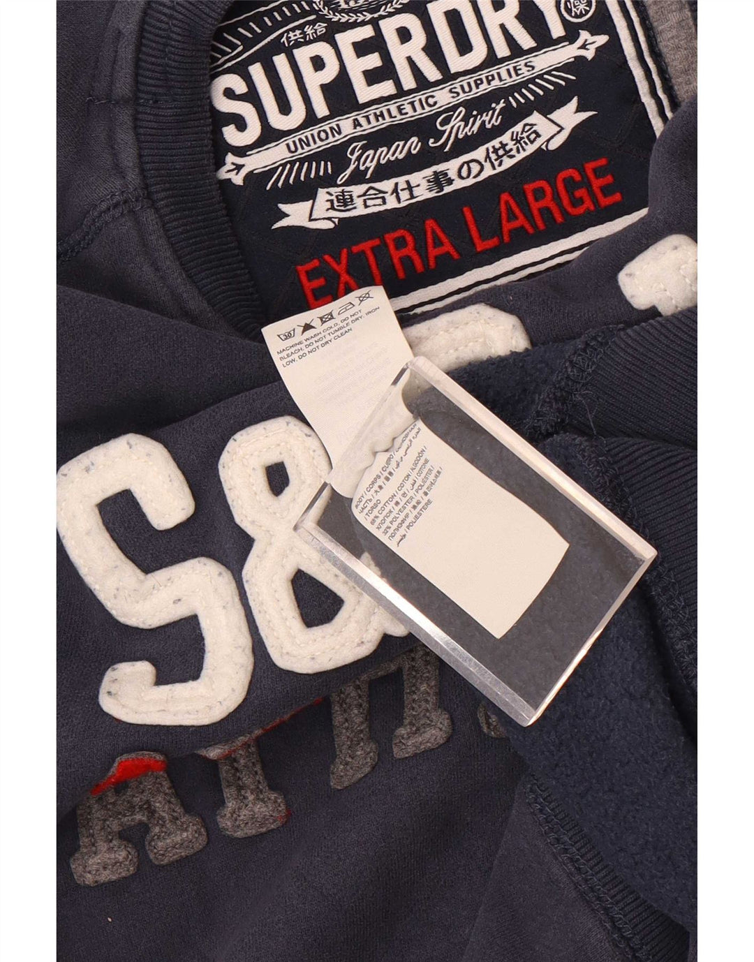 Superdry moletom gráfico masculino jumper XL azul marinho algodão