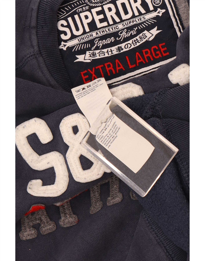 Superdry moletom gráfico masculino jumper XL azul marinho algodão