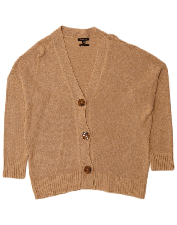 Suéter cardigã feminino Massimo Dutti Reino Unido 14 viscose bege médio