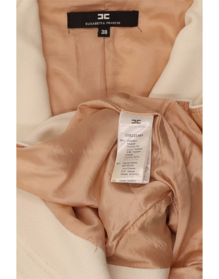 Jaqueta blazer feminina com zíper completo Elisabetta Franchi IT 38 XS poliéster branco