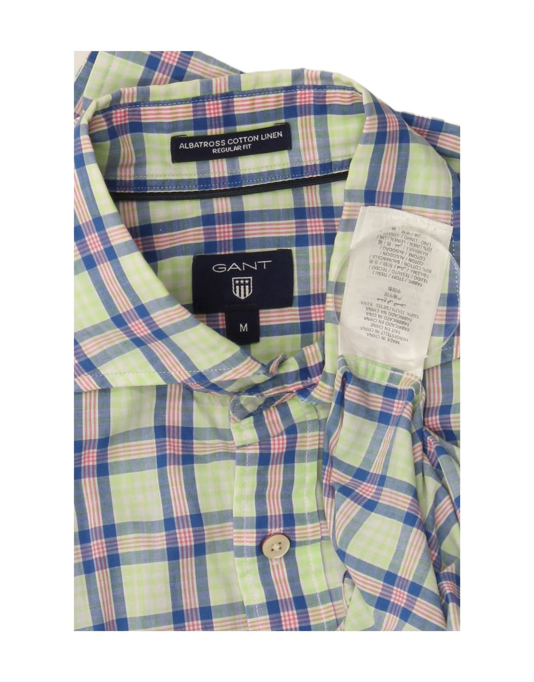 Camisa masculina GANT Regular Fit de algodão xadrez verde médio