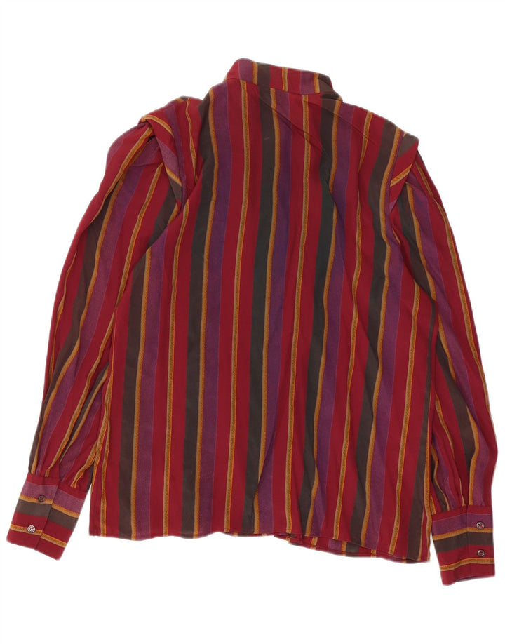 Blusa feminina VINTAGE IT 46 grande seda listrada cor de vinho