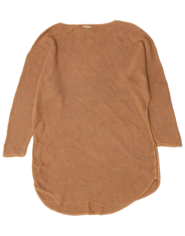 Suéter feminino Michael Kors com gola canoa Reino Unido 14 médio bege