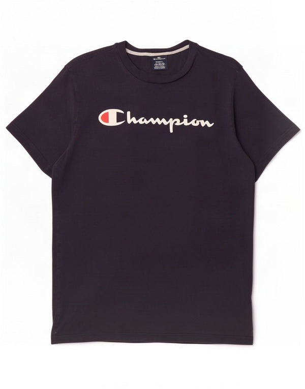Camiseta masculina estampada Champion pequena algodão azul marinho