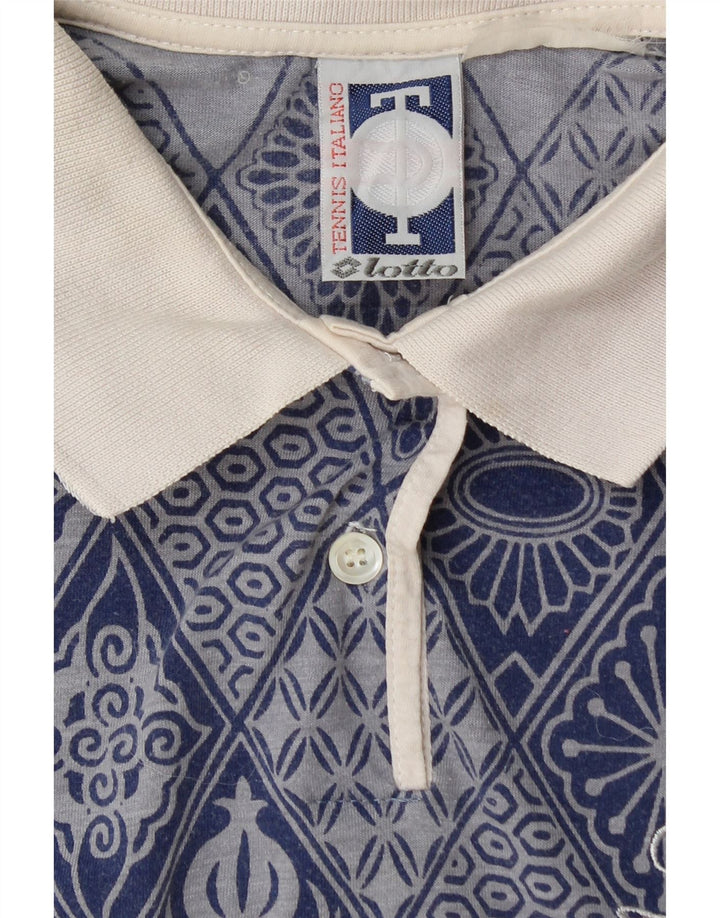 Camisa polo feminina sem mangas LOTTO Reino Unido 12 azul médio geométrico