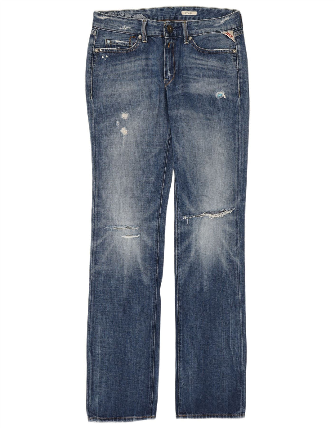 Jeans retos femininos REPLAY W30 L34 azul algodão designer