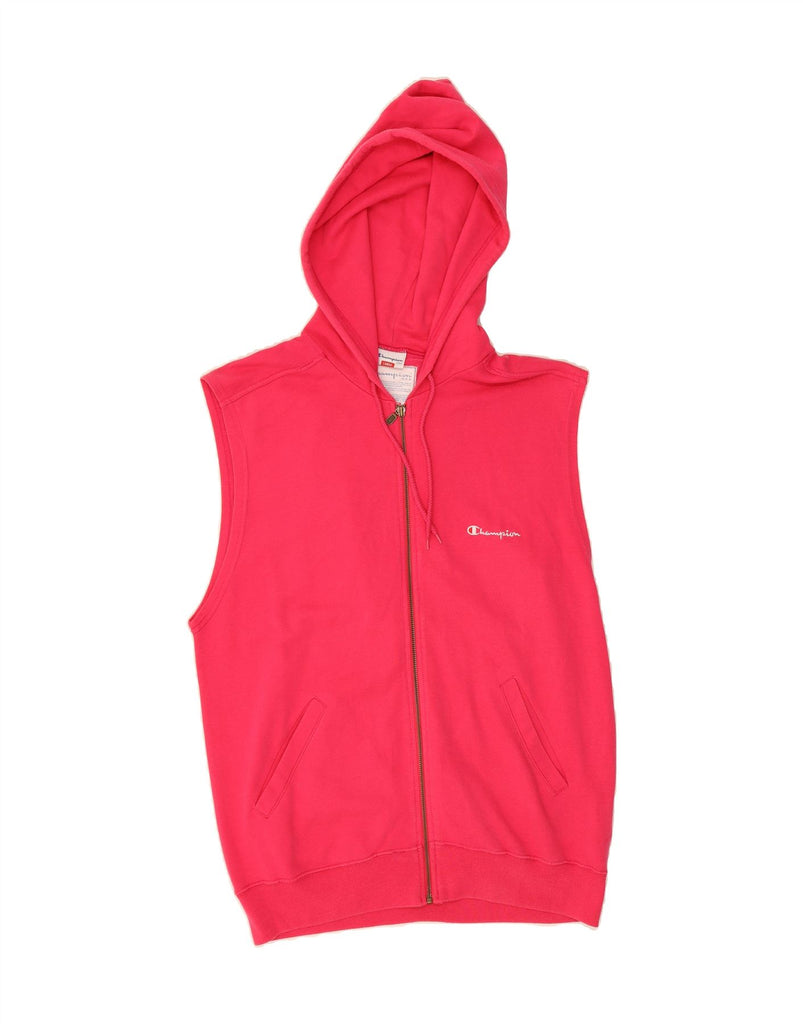 CHAMPION Mens Sleeveless Zip Hoodie Sweater Large Pink Vintage Champion and Second-Hand Champion from Messina Hembry 