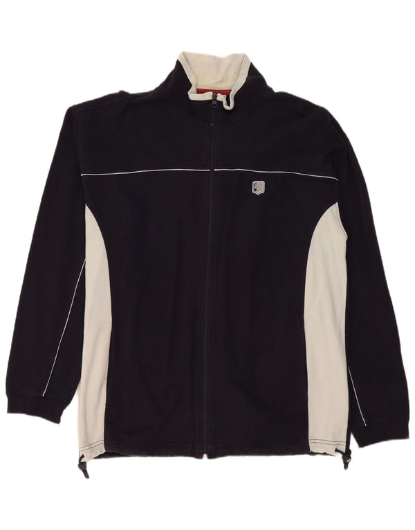Asics Mens Tracksuit Top Jacket 2XL Azul marinho Colourblock Algodão