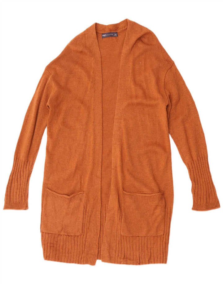 Marks & Spencer Suéter feminino Longline Open Cardigan Reino Unido 14 Médio Marrom