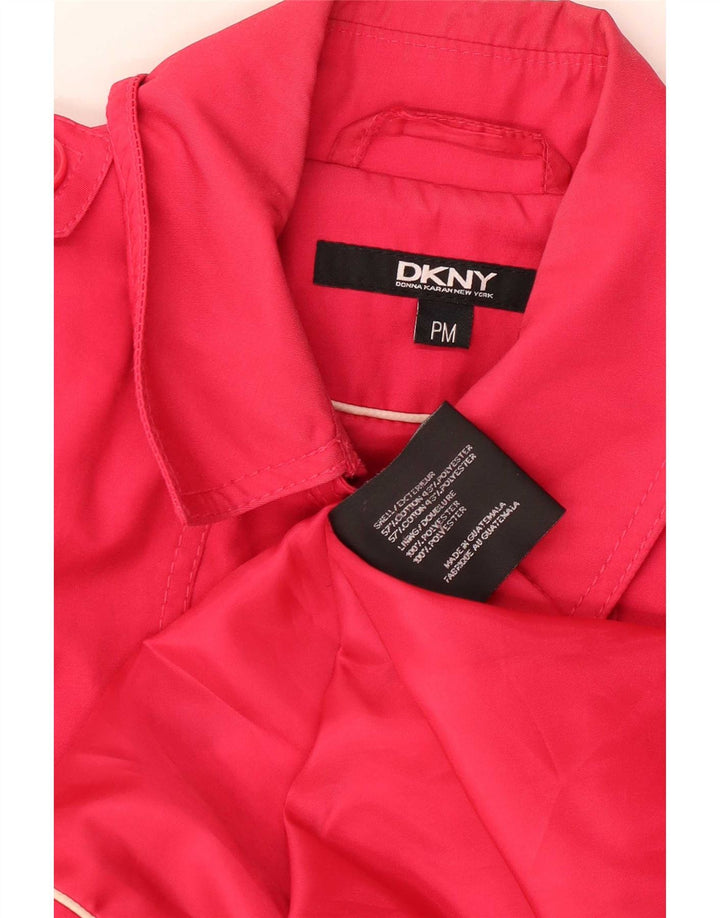 Casaco impermeável feminino Dkny UK 14 algodão rosa médio
