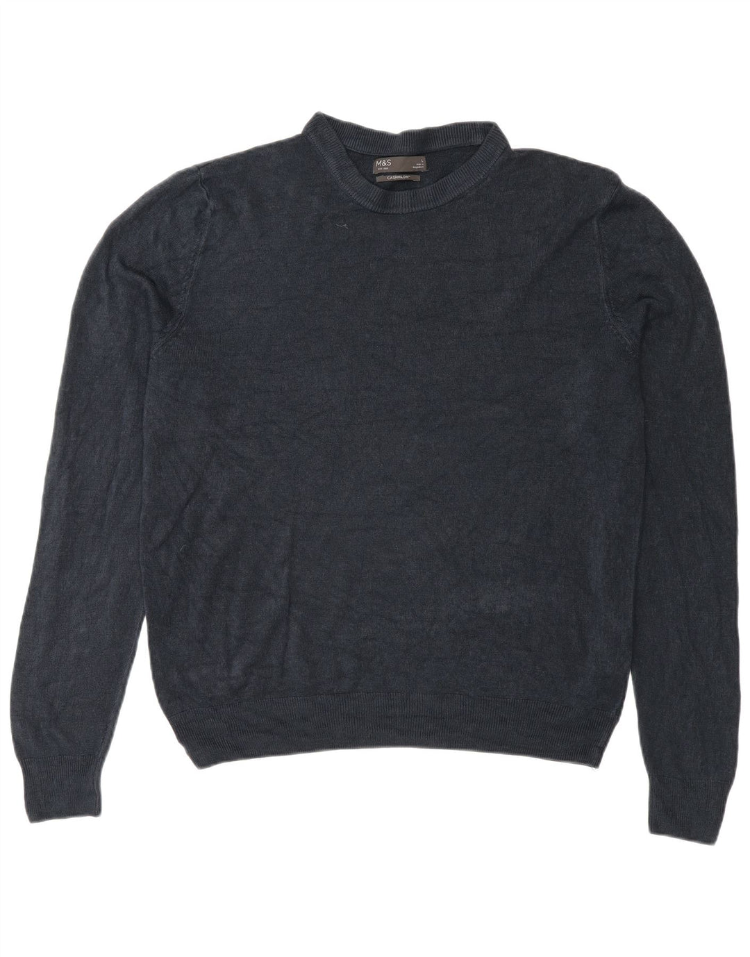 Suéter masculino Marks & Spencer com gola redonda grande acrílico azul marinho
