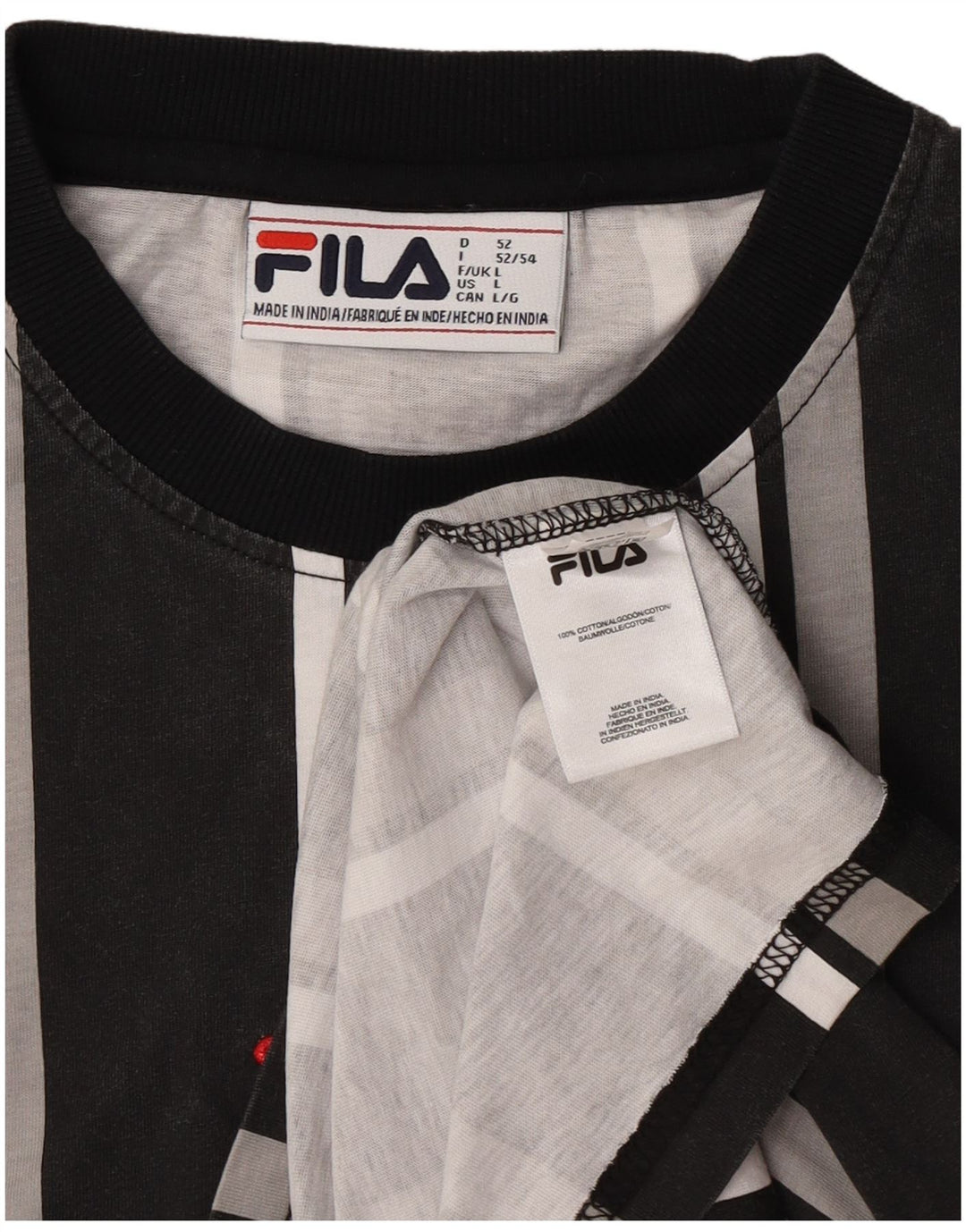 Fila Camiseta Masculina Top Grande Algodão Listrado Cinza