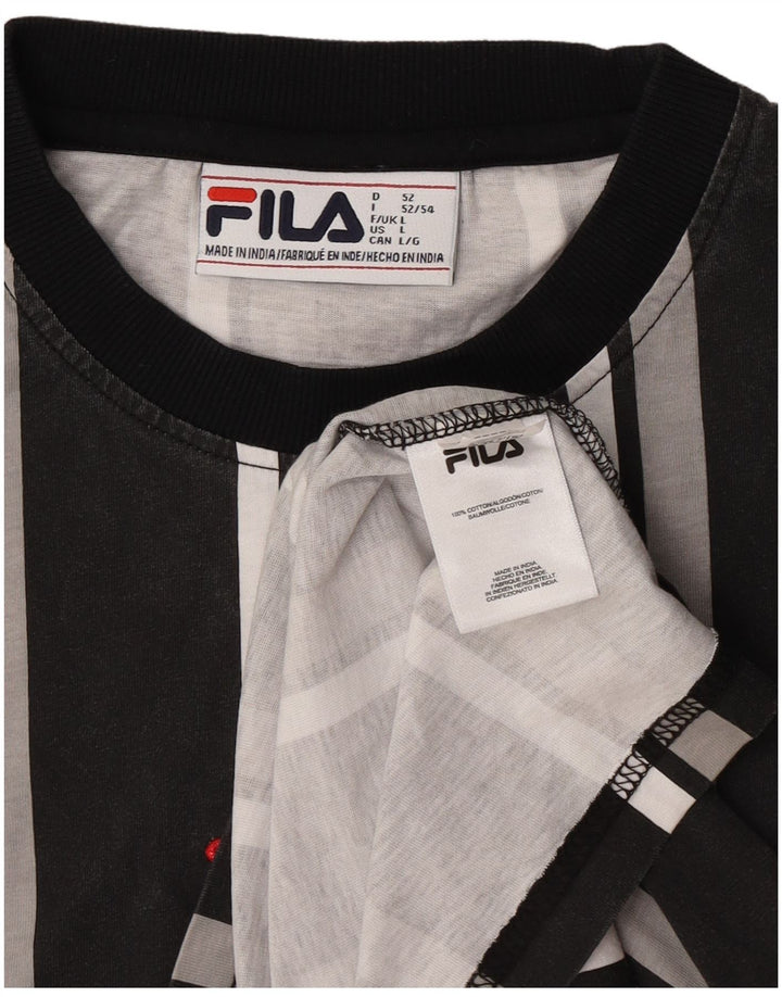 Fila Camiseta Masculina Top Grande Algodão Listrado Cinza
