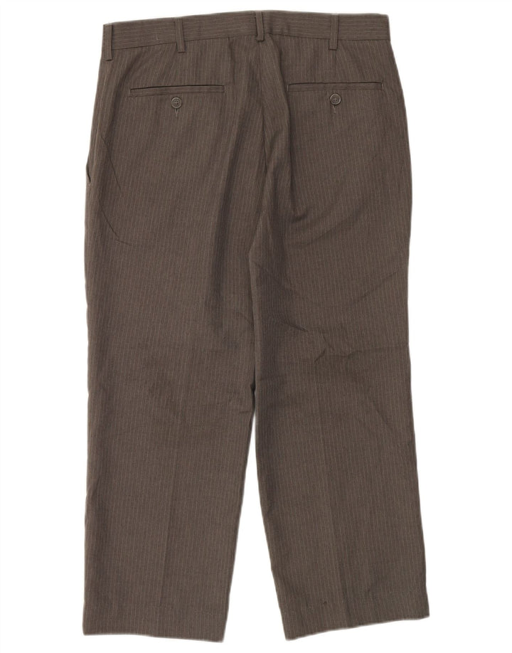 Farah Calça masculina reta cortada W32 L24 cinza risca de giz poliéster