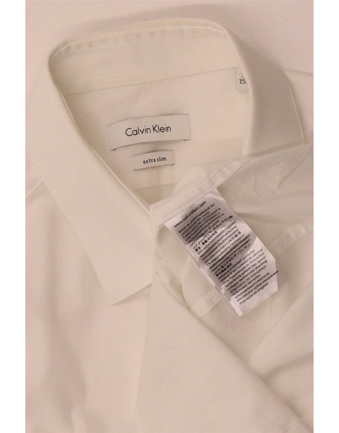 Camisa masculina Calvin Klein extra slim fit tamanho 39 15 1/2 algodão branco médio